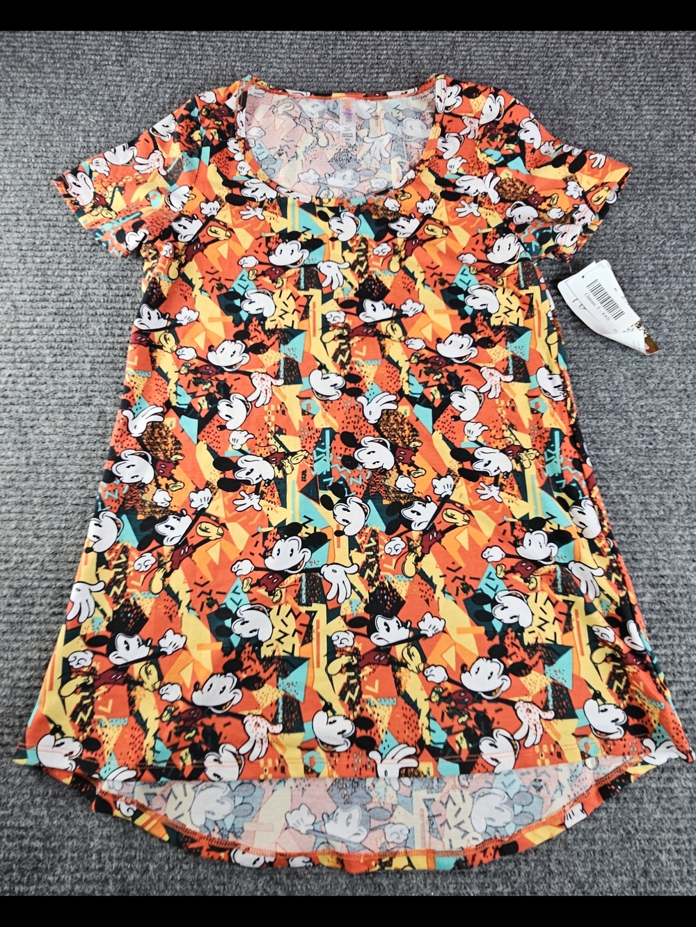 Lula-roe XXS Womens Mickey Mouse Graphic Scoop Neck Tee Orange New Multi